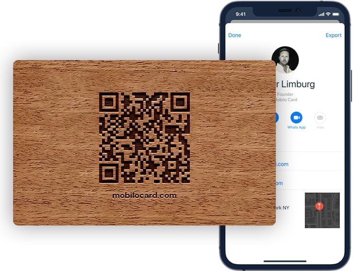 Mobilo Digital Business Card - Tap, Share, Connect - No App Required - Android & Smart Phone - Wood Sapele - Image 2
